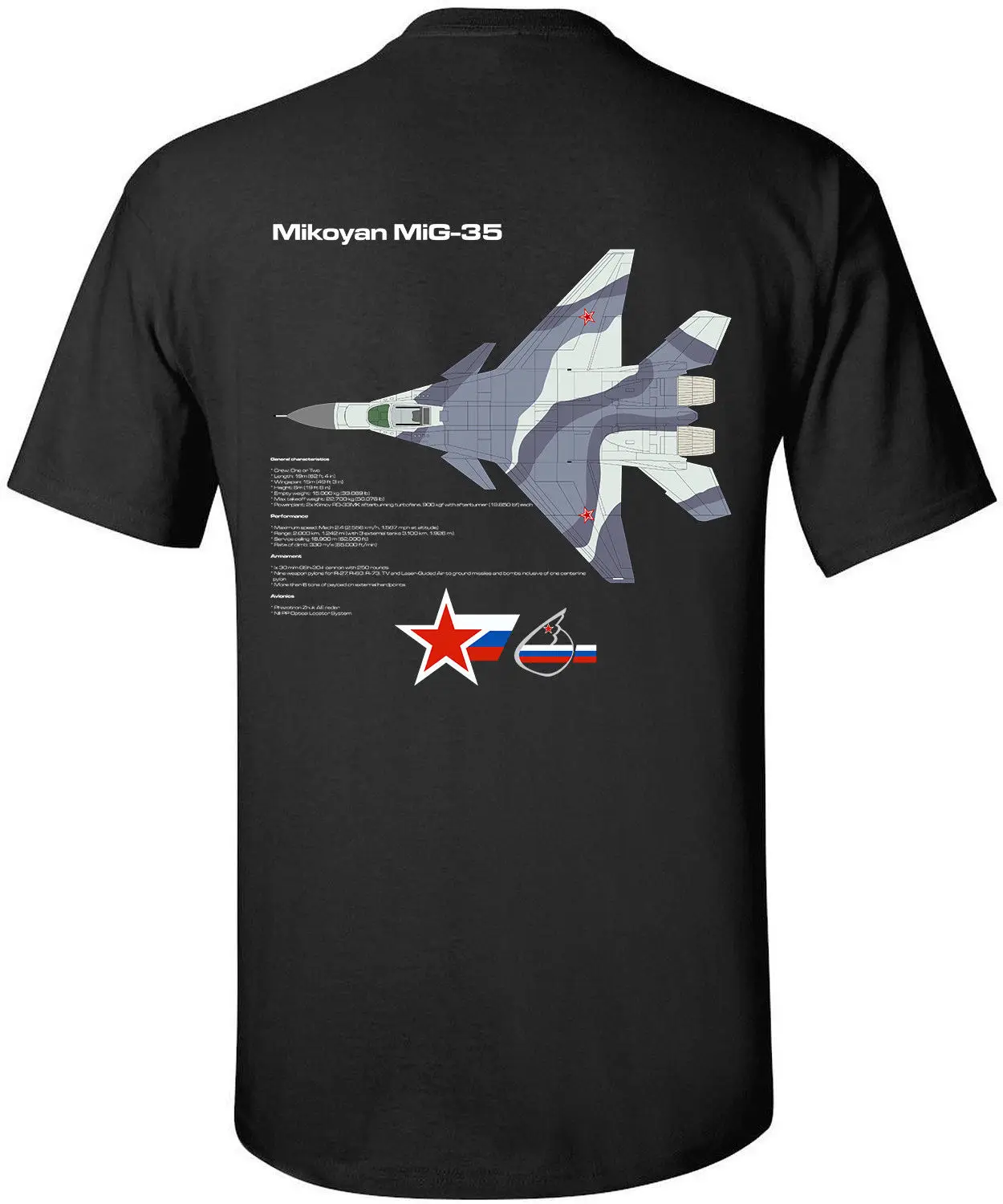 Mikoyan MiG-35 Fulcrum-F российские ВВС реактивные футболки S-3XL | Мужская одежда