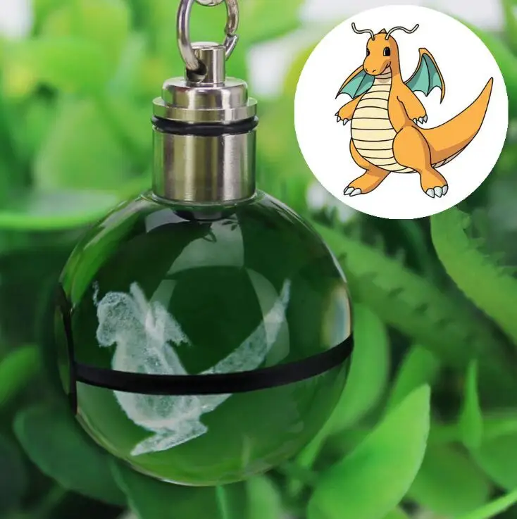 Dragonite Лидер продаж игрушка Мега чиризард Бэтмен 3D стекло с гравировкой шар лампа Покемон го светодиодный брелок красочный кулон детский подарок - Испускаемый цвет: Dragonite