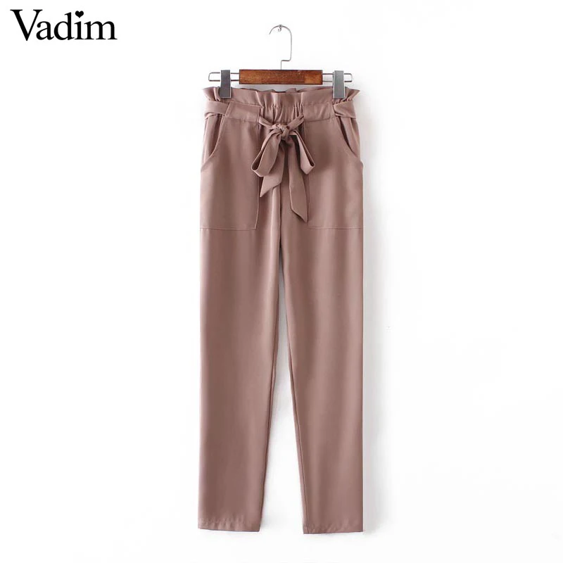 Женские шифоновые шаровары с высокой талией повседневные брюки бантом на шнурке