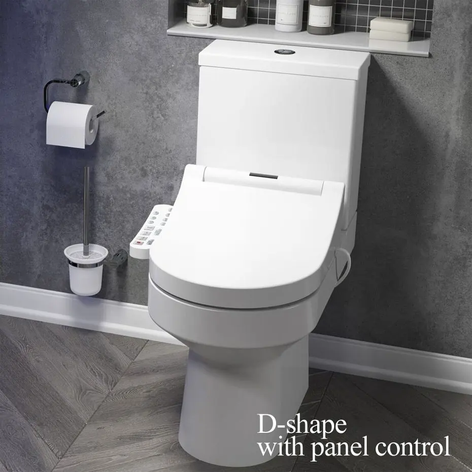 D-shape with panel Ecofresh светодиодный светильник для туалета ed Smart удлиненный U сиденье для унитаза Электрический биде крышка с подогревом светодиодный светильник для мытья сухой массаж для женщин и детей - Цвет: D-shape with panel