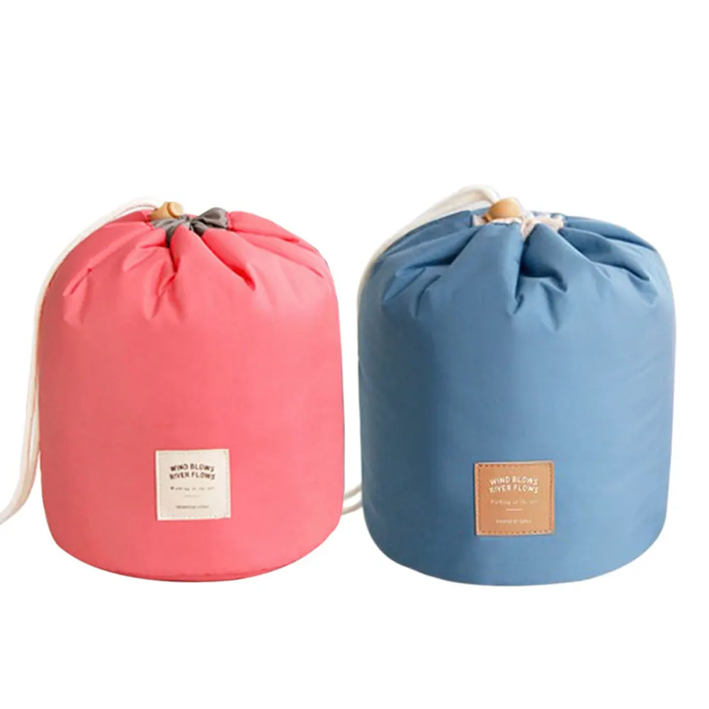 Баррель формы путешествия косметичка нейлон высокой емкости шнурок элегантный