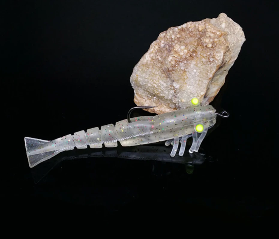 YINGTOUMAN 2PCS/LOT 9.5 cm 10 g Soft Bait Multi-section Shrimp Shape with Crank Hook Beads Fishing Lure Colorful | Спорт и