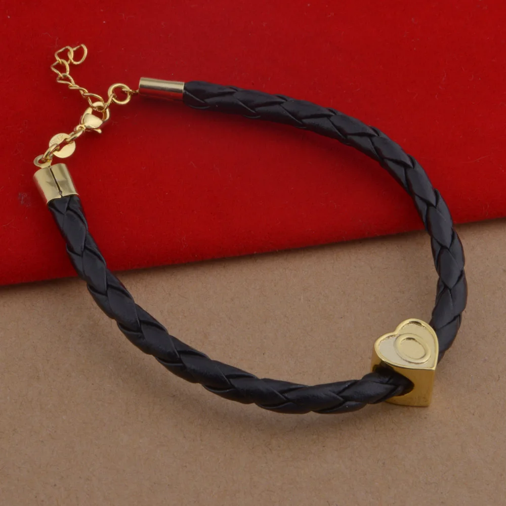 Новый Модный женский браслет с черным веревочным сердцем красивым покрытием