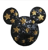 DZ 2Pieces LOT Star Mickey Sequined Sew on Patches for Clothes Cartoon Mouse Sequins Applique Patch DIY Sewing Repair