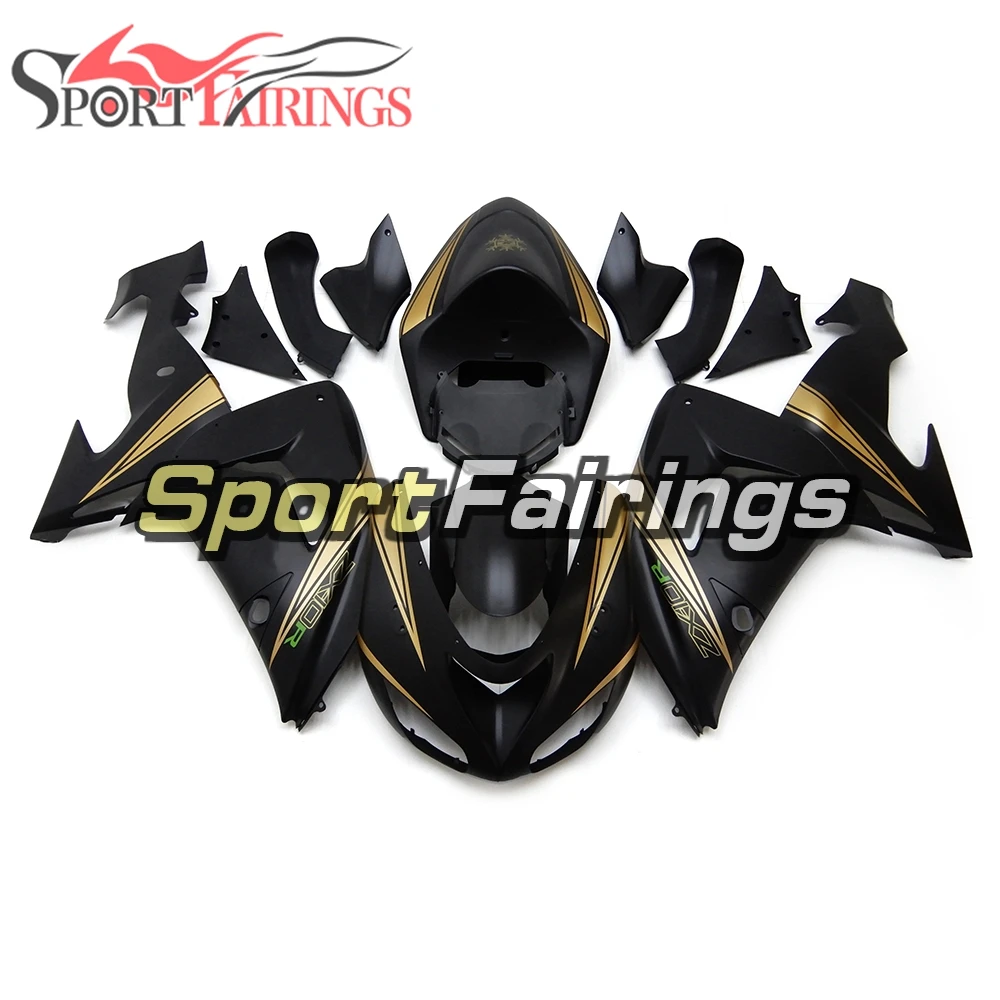 

Injection Fairings For Kawasaki Ninja ZX-10R 06 07 ZX10R 2006 2007 Motorcycle Full Fairing Kit ABS Plastic Black Gold Decals New