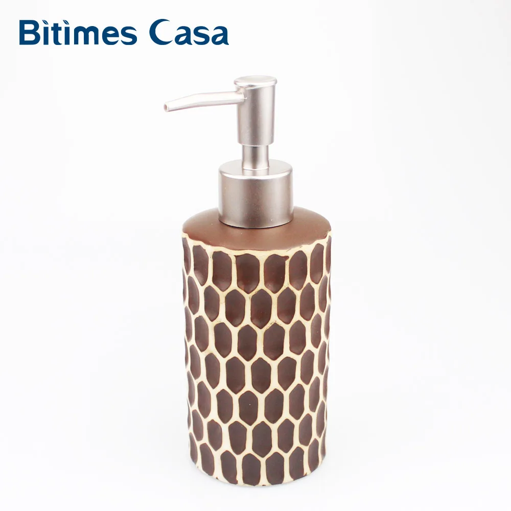 Керамический дозатор для жидкого мыла фарфоровый держатель зубной щетки 4