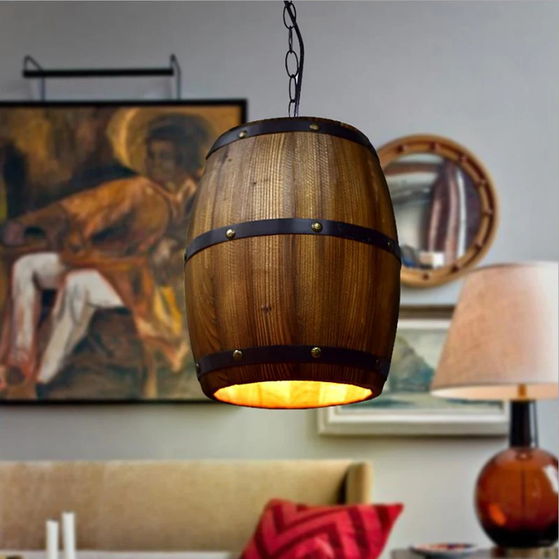 Современная Ретро деревянная свисающая лампа светодиодный Лофт деревянный