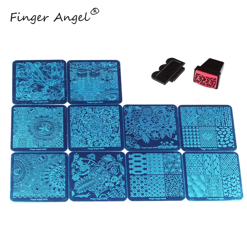 Квадратные пластины для дизайна ногтей finger angel 10 шт. желеобразная стемпер скребок