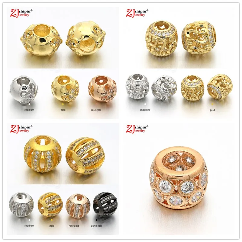 2018 Новая мода микро инкрустированный Циркон CZ большое отверстие/ювелирные