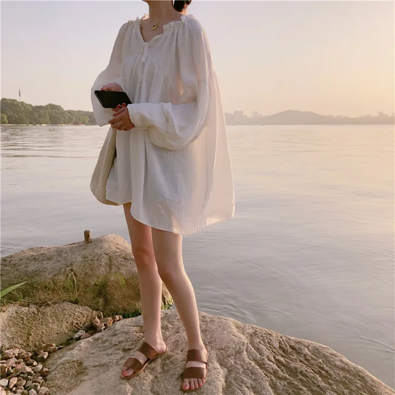 Женская Свободная блузка в винтажном стиле белая рубашка принцессы на весну и