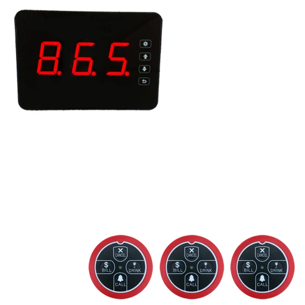 1screen 3bell-red 1 настольный ЖК-приемник 3 кнопки вызова 433 МГц водонепроницаемый Buzeer фаст-фуд Ресторан Беспроводной Вызов официанта системы - Цвет: 1screen 3bell-red