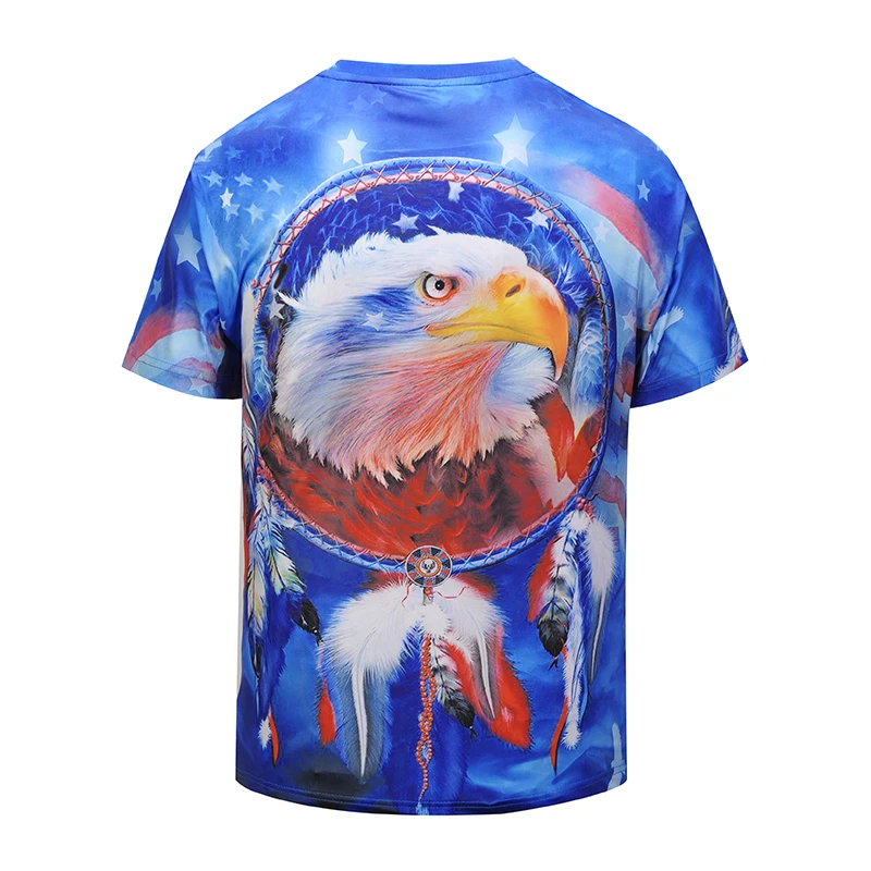 2018 summer new European code coat digital tyrant Eagle 3D printing T-shirt tide brand short-sleeved large size street men's clo | Мужская