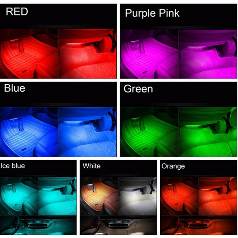 Декоративная RGB лента для салона автомобиля 4 шт.|Декоративная лампа| |