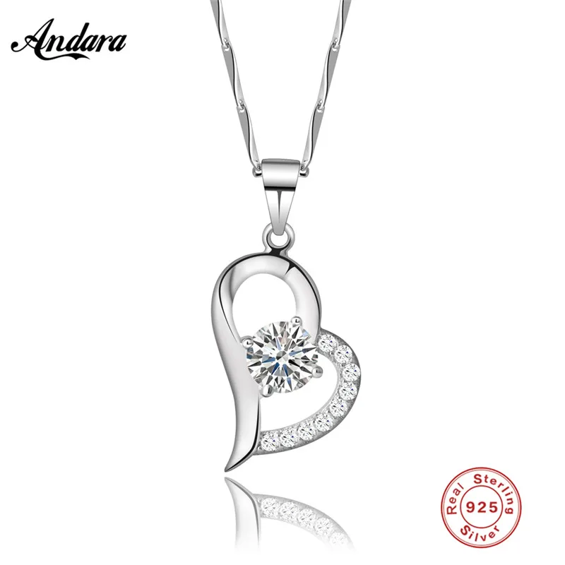 

2017 Hot Style 100% Real 925 Sterling Silver Heart Allure Pendant Necklaces For Women Luxury Jewelry Gift