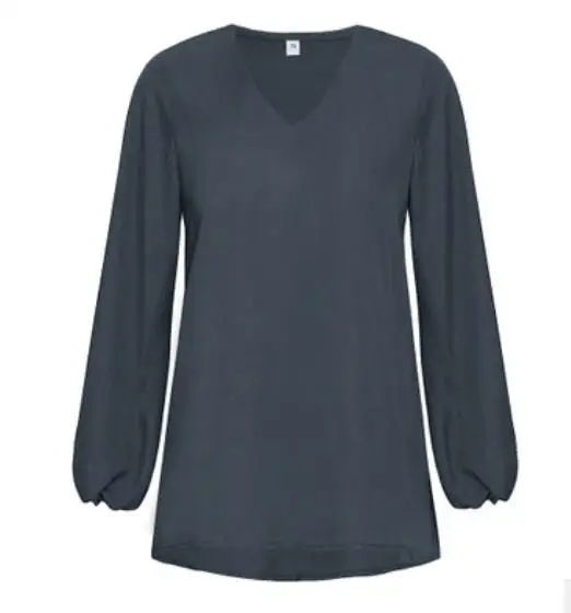 grey Baharcelin 4XL 5XL летние женские рубашки для девочек топы Летняя однотонная втулка Свободная шифоновая блузка рубашка плюс размер верхняя одежда - Цвет: grey