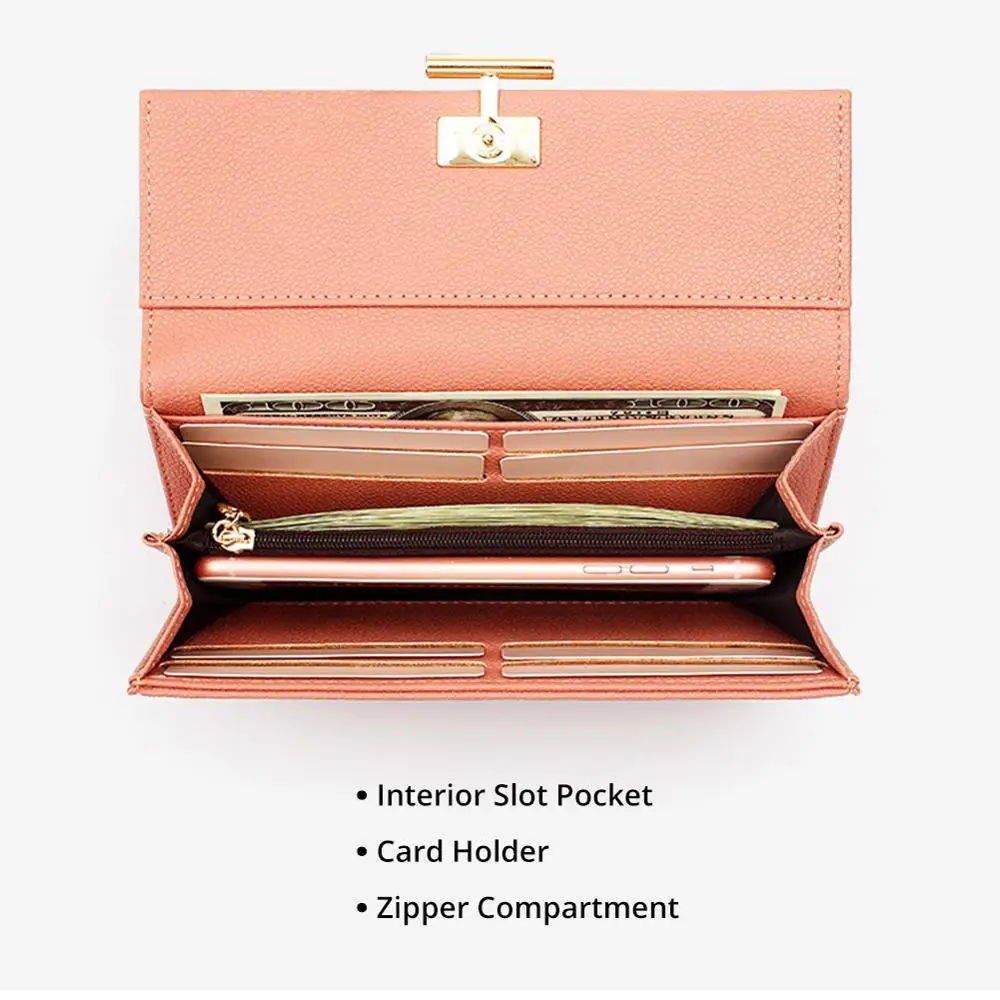 Organizer Wallets Fashion Hasp Leather Wallet Female Purse Clutch Coin Long Luxury Brand Women | Багаж и сумки