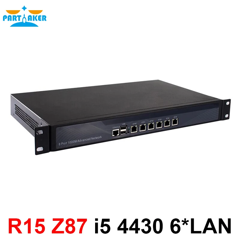 Partaker 1U Firewall Appliance router with 6 Gigabit 82574L LAN Intel Quad Core i5 4430 3.2G Wayos PFSense ROS 4G Ram 64G SSD