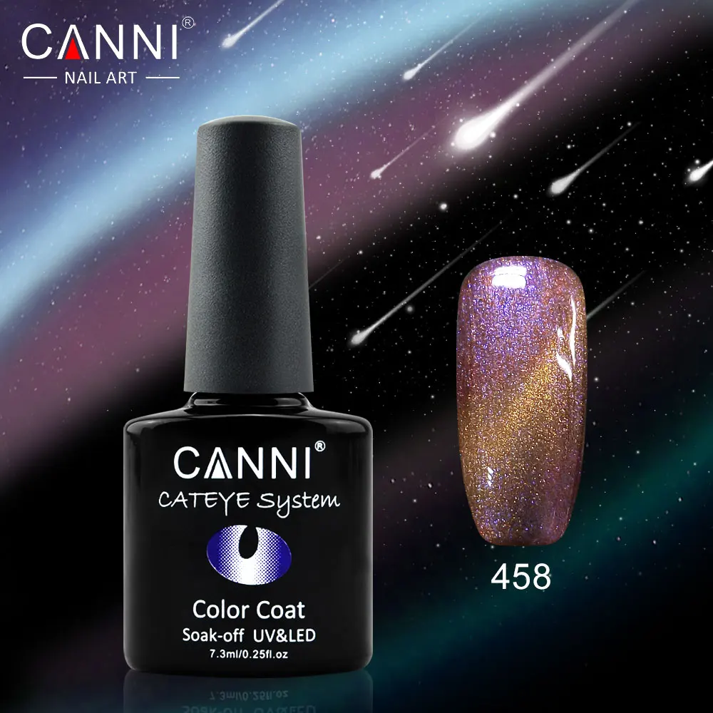 458 CANNI 7,3 мл Магнитный Гель-лак «кошачий глаз» 51024 маникюрный салон продукты 12 цветов замачивают Хамелеон кошачьи глаза Блестящий Гель-лак для ногтей - Цвет: 458