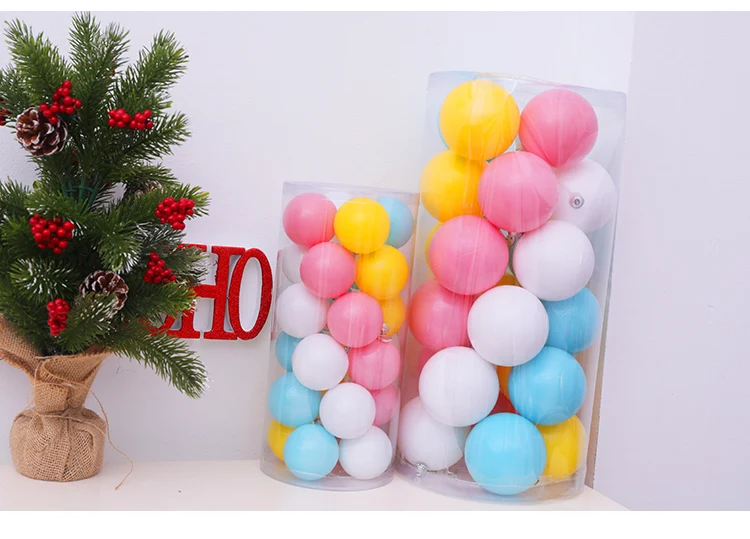 【6cm、8cm】Christmas Makaron decoration Christmas window decoration props pink, yellow, blue and milky white Christmas ball