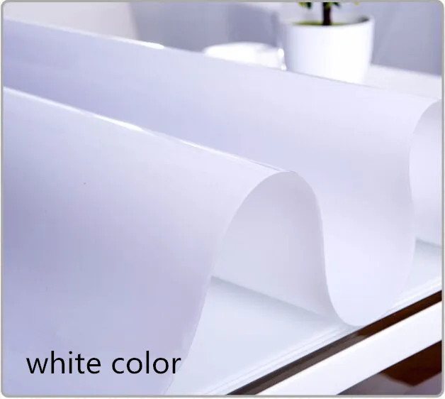 white color 1.6mm Скатерть из ПВХ белого цвета без рукавов с трапециевидным силуэтом и цветными полосками в мягкое стекло Водонепроницаемый скатерти Пластик стол коврик, подложка под стол с защитным напылением от жирных следов и кофе Настольный коврик - Цвет: white color 1.6mm