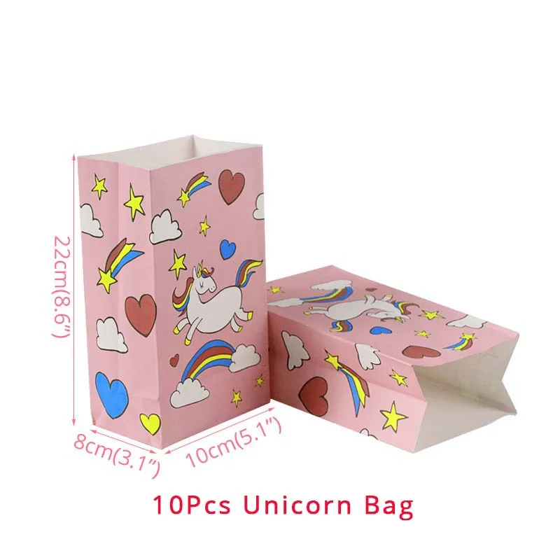 10pcs Unicorn Bag WEIGAO 6 шт. вечерние бумажные коробки для попкорна с единорогом, Подарочная коробка, вечерние украшения, свадебные сувениры и подарки - Цвет: 10pcs Unicorn Bag