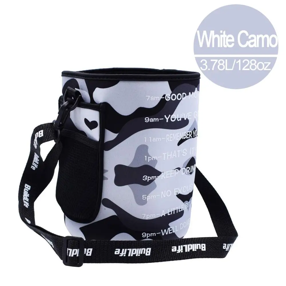 3.78L White Camo Сумка рукав крышка бутылки Перевозчик с плечевым ремнем подходит для Quifit 2.2L 2.5L 3.78L галлонов бутылка для воды(без бутылки в комплекте - Цвет: 3.78L White Camo