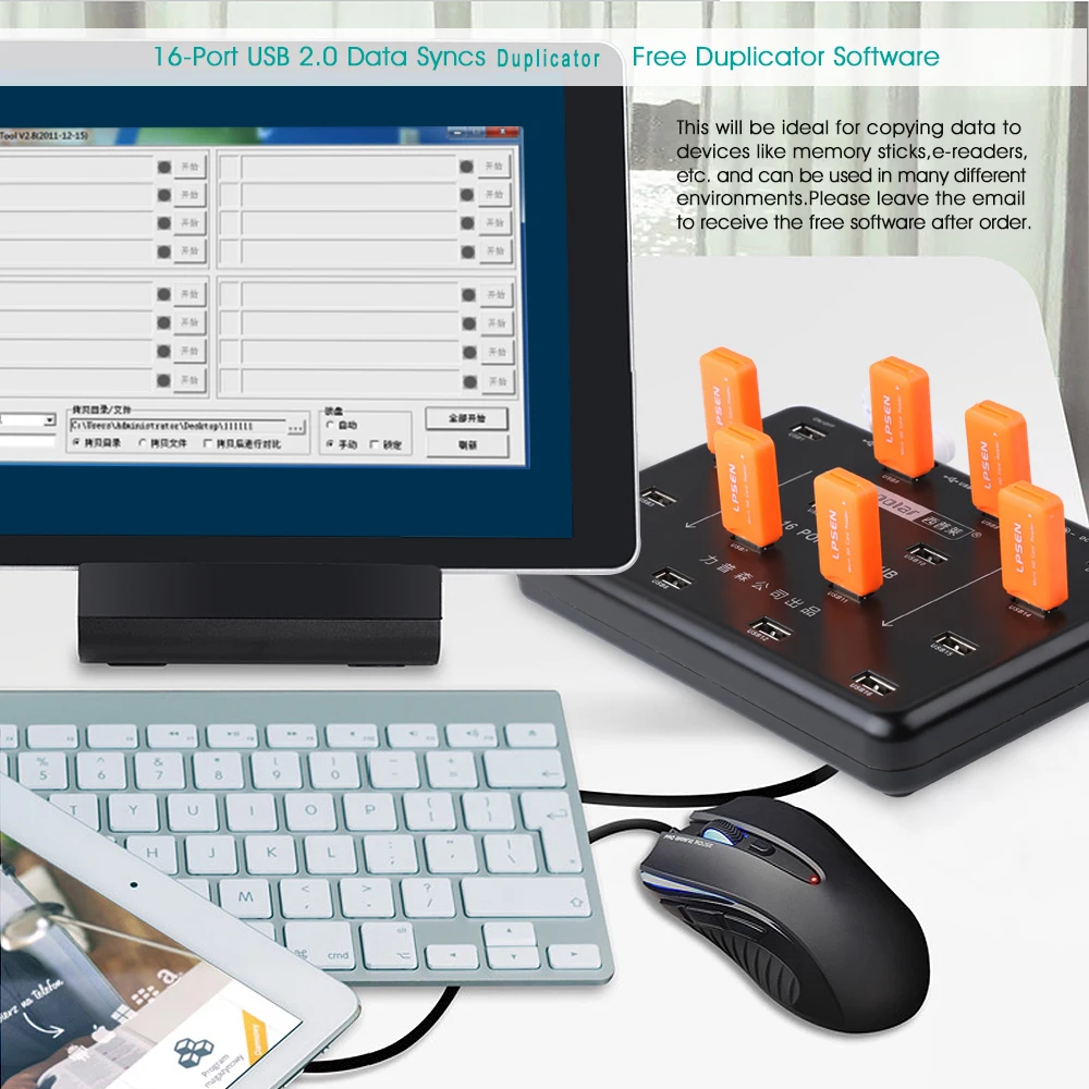 

2022.16 Ports USB 2.0 Hub Bluk USB Duplicator For 16 TF SD Card Reader U-disk Data Test Batch Copy With 5V 3A Power Adapter