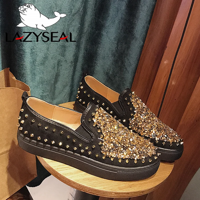 Туфли LazySeal женские на плоской подошве блестящие лоферы из искусственной кожи с