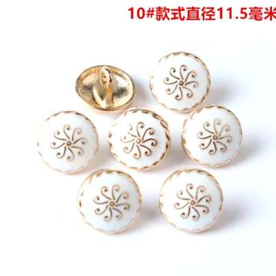 J 11.5mm 20Pcs/lot 11-12.5mm high-grade round button black gold white metal button men and women shirt clothes decorative buttons C086 - Цвет: J 11.5mm