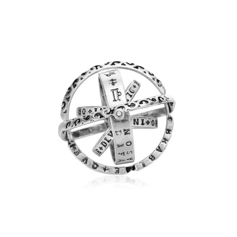 c9b9-silver Silver Astronomical Ring for men women metal ball Creative Complex Rotating Cosmic Finger mood ring men fashion jewelry gifts - Цвет основного камня: c9b9-silver