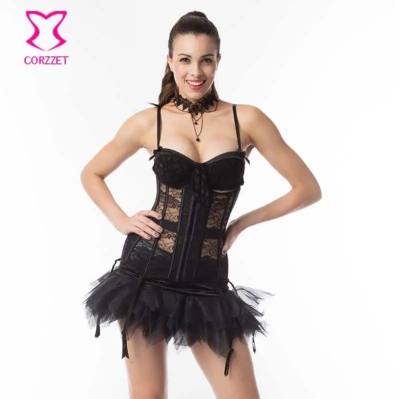 Корсет черный кружевной стальной корсет со стальными косточками и женский для