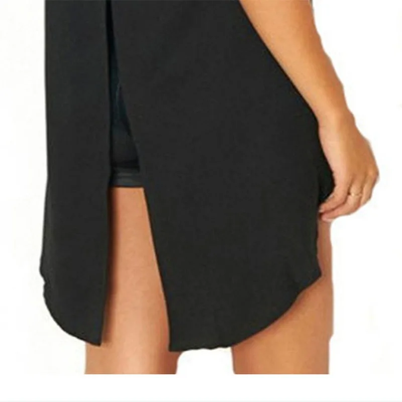 Женская Однотонная футболка с высоким вырезом Повседневная Свободная открытой