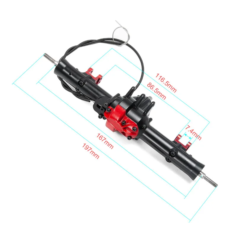 Rear Axles Передние/задние оси из алюминиевого сплава(с замком) для D90 RC Гусеничный черный и красный - Цвет: Rear Axles