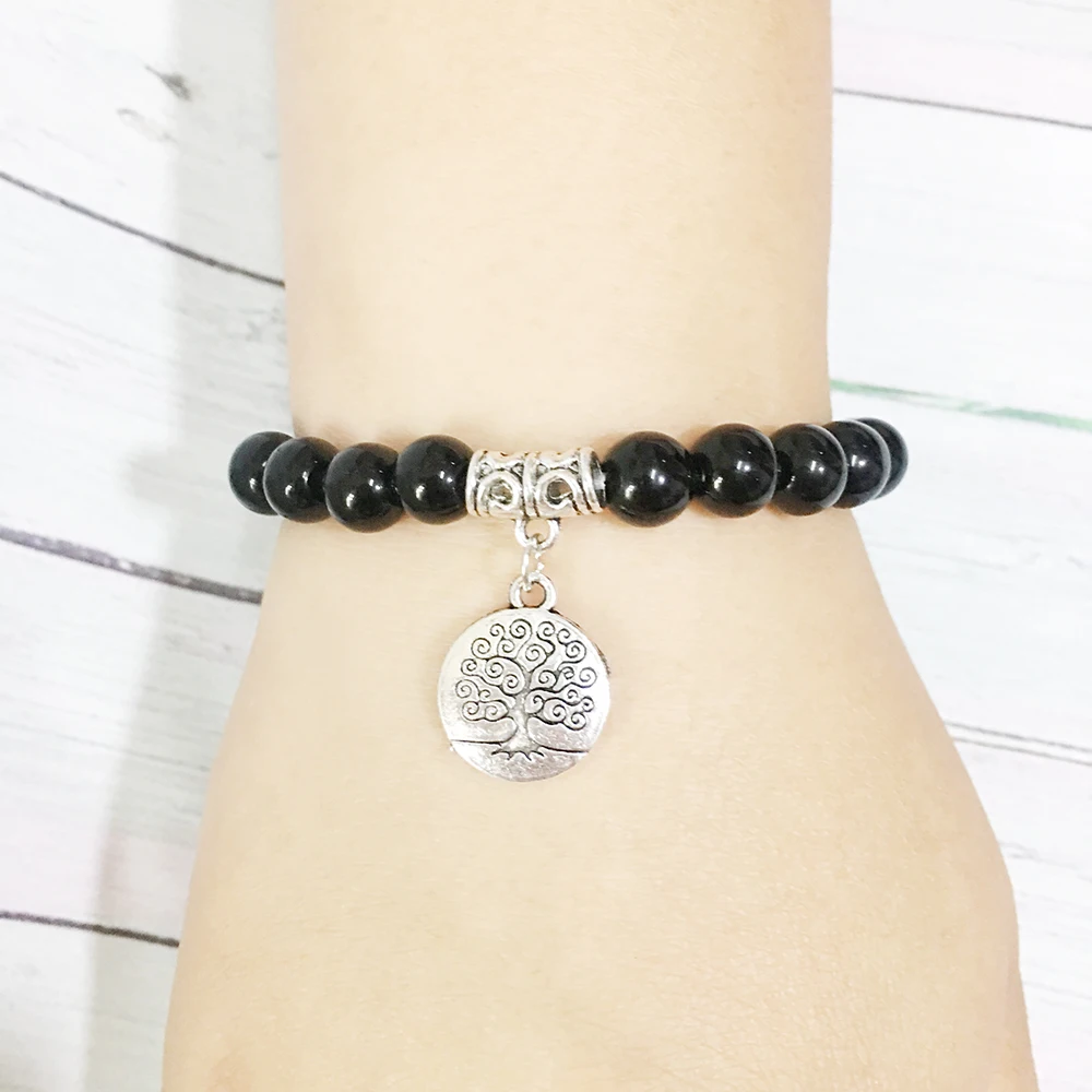 Браслет для йоги Ruberthen Tree Of Life Mala Йога браслет бижутерия медитации черный камень