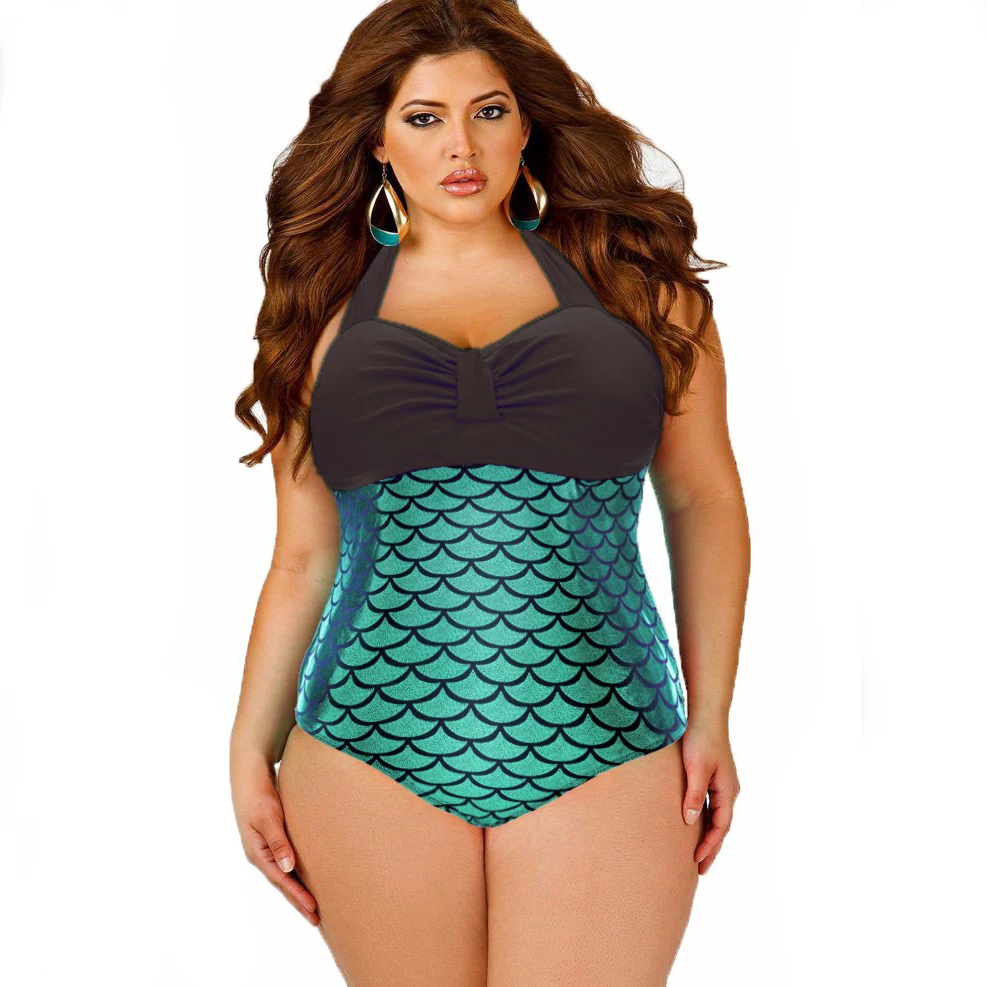 XL XXXL Русалка купальники Большие размеры купальный костюм Женщины One Piece Swim 2017
