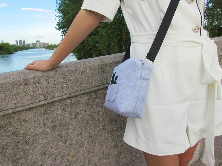 Взгляд фокус Cat шаблон Crossbody чувствовал мешок мини-милый серый войлок сбоку мешок специальный легкий Девушки дорожные сумки Малый