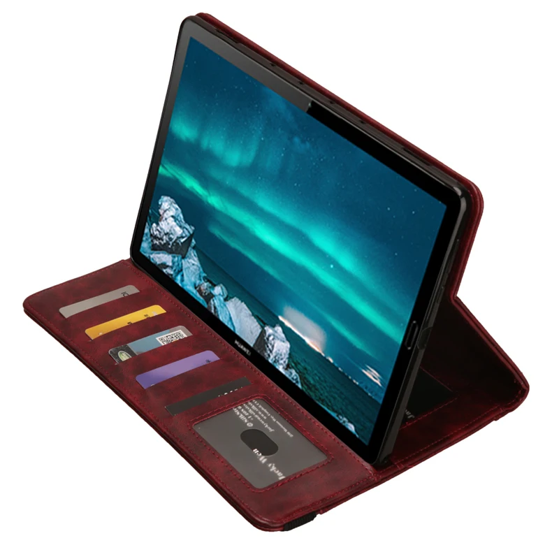 Для Huawei Mediapad M6 Ретро Кожаный чехол книжка с откидной крышкой и подставкой для