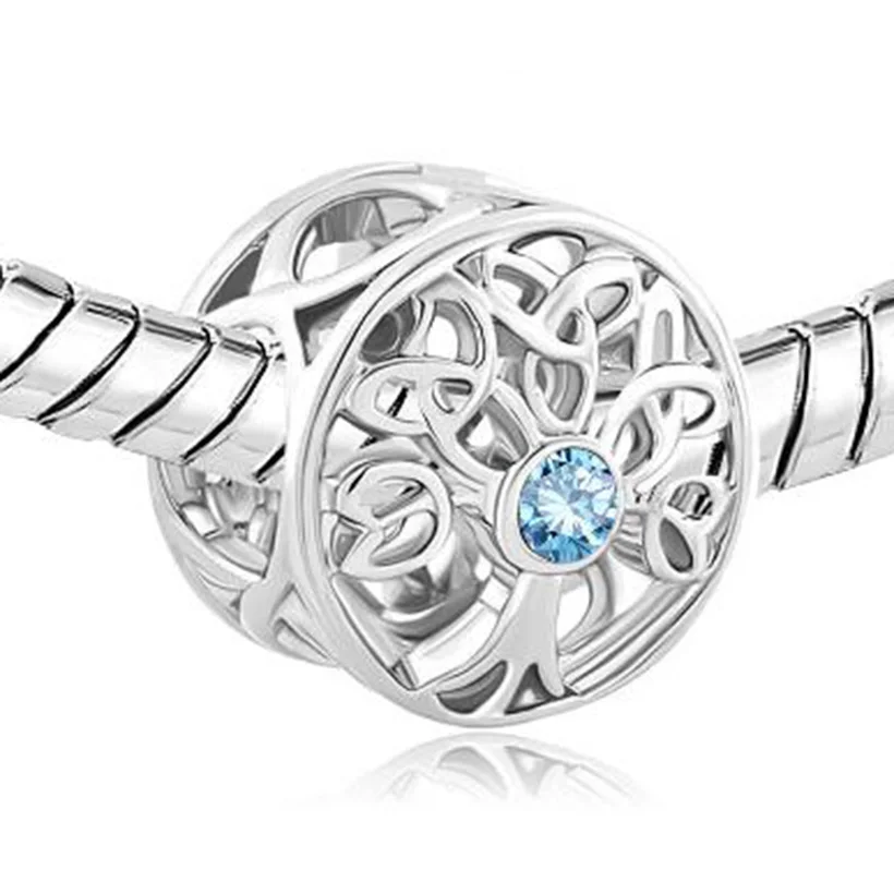 Подходят для Pandora шарм браслеты кристалл синяя вода дерево жизни оберег бусины