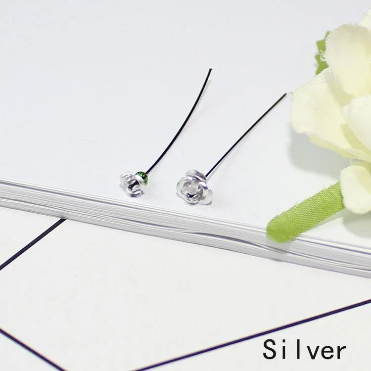 Small-Silver 15 шт Красочный мини декор в виде цветка розы для наполнителя флакон с рисом стекло Желая бутылка Шарм Кулон - Окраска металла: Small-Silver