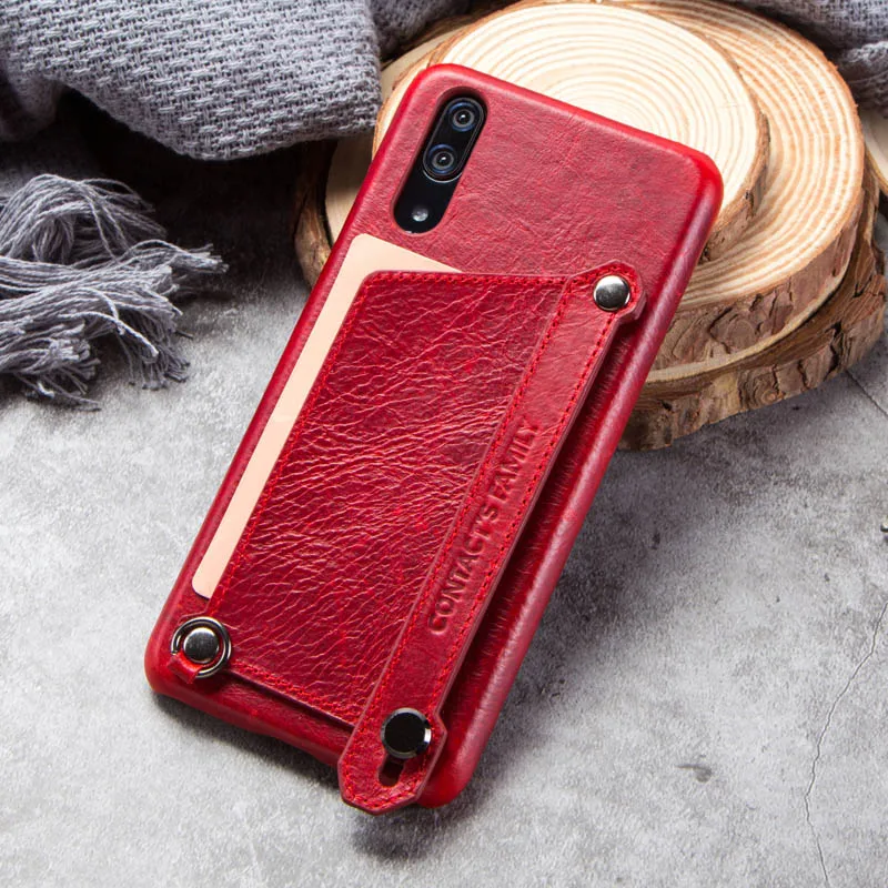 Для huawei P20 тактильный Элегантный чехол из натуральной кожи с бумажник с ручным ремнем Чехол для huawei P20 задняя защитная крышка Coque - Цвет: 1006-red