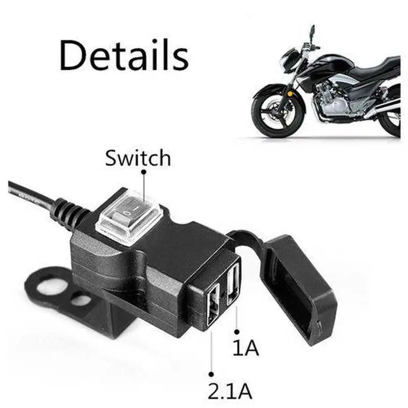 

Двойное зарядное устройство USB 5 В на руль мотоцикла 2 X водонепроницаемый Кронштейн
