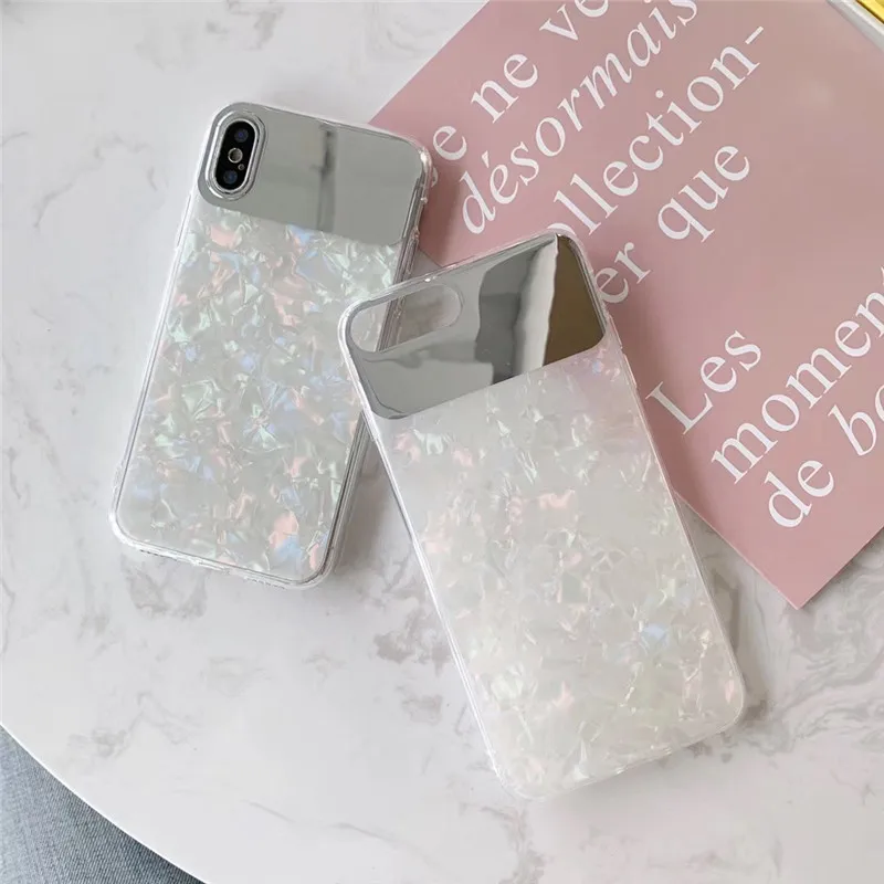 JIBAN Fashion Conch Shell Mirror Phone Case For Iphone XR XSMax X 7plus 6 6S 8 8plus Capa Luxury Soft Back Cover |