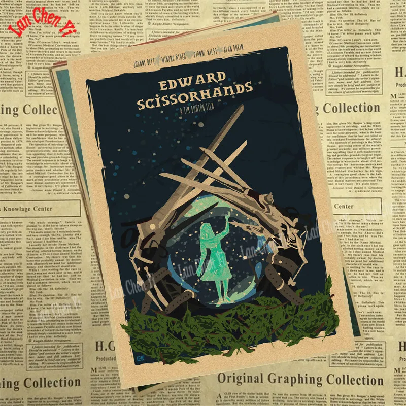Эдварда Scissorhands винтажная крафт-бумага классический фильм постер художественные изделия для стен бумага краска Наклейка Декор кафе
