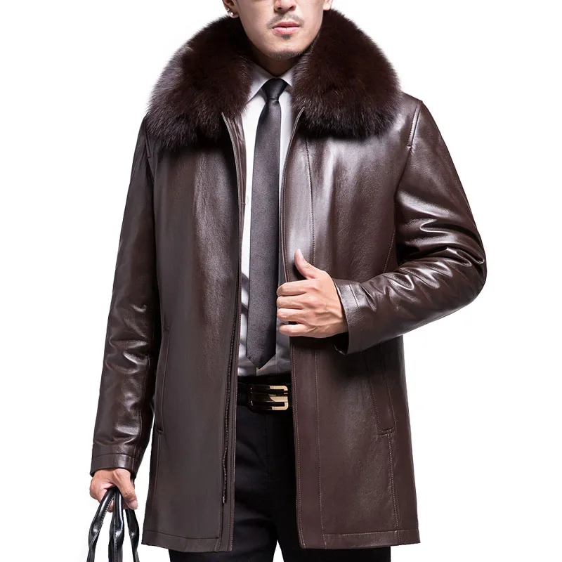 Большие размеры толстое теплое зимнее Мужское пальто с натуральным кроличьим