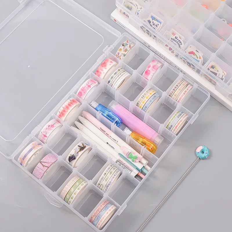 

Coloffice 1PC Plastic Transparent 36 Gird Stationery Holder Multifunction Desktop Stationery Washi Tape Storage Office Supplies