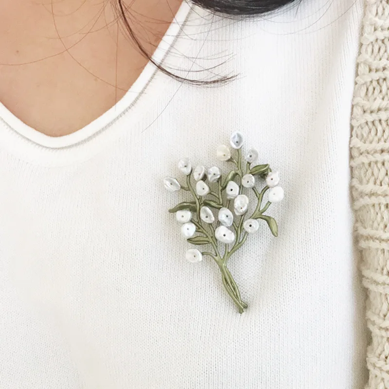 Женская винтажная брошь с жемчугом из глазурованной смолы свадебный