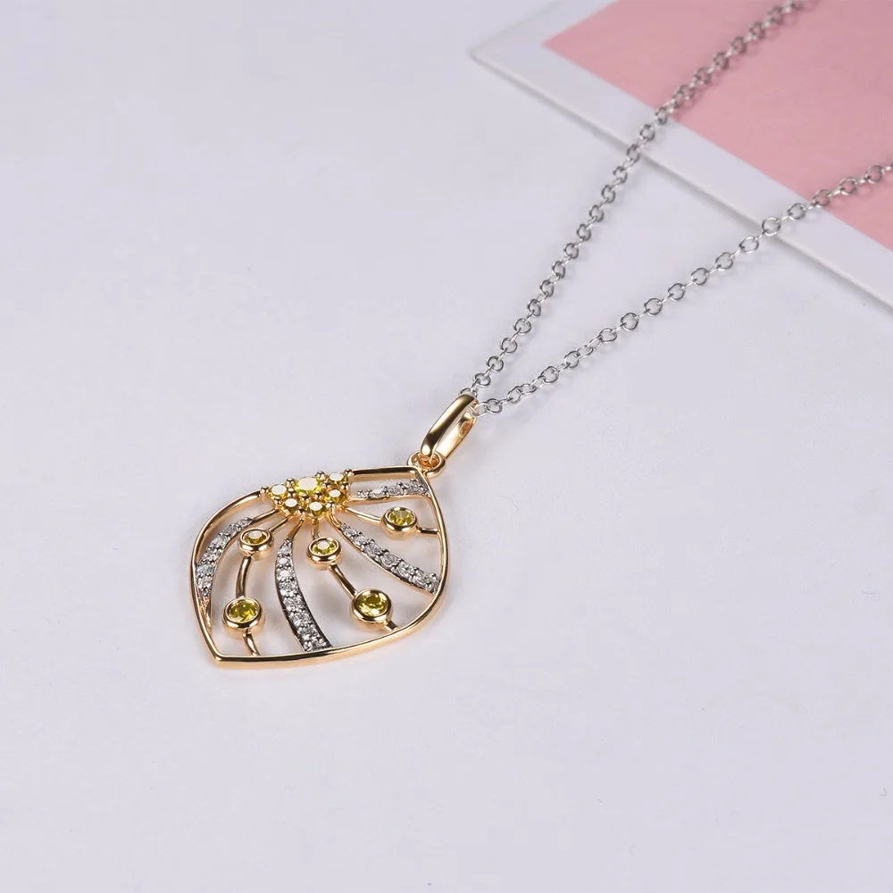 Diamond-Jewelry Yellow Gold Pendant Solid 18K 750 Blue Diamond Fine Fashion Stone Jewelry For Women's Gift New Lohaspie | Украшения и