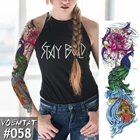 Новая Временная тату-наклейка, красивый павлин, полный цветок, тату с ручкой, боди-арт, большая поддельная тату-наклейка