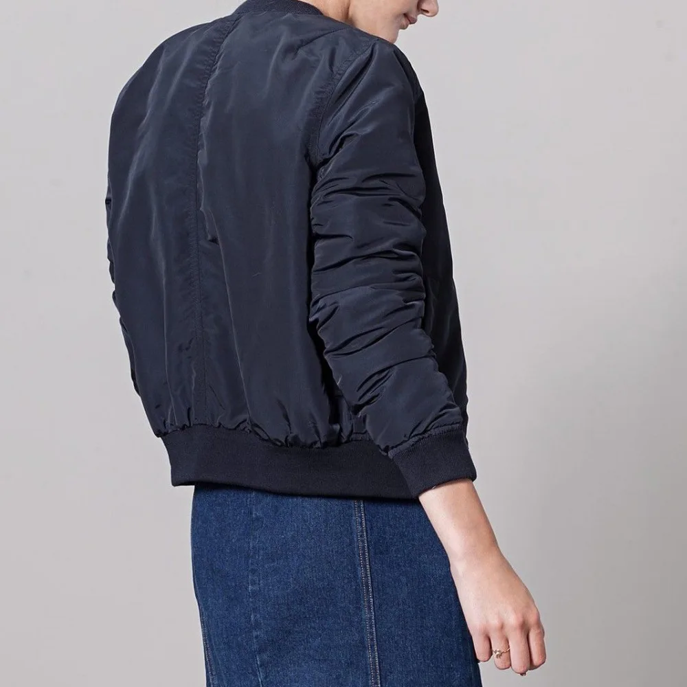 Новая Мода Осень и Зима Женщины Хлопок Твердые Байкер Бомбардировщик Куртка Панк