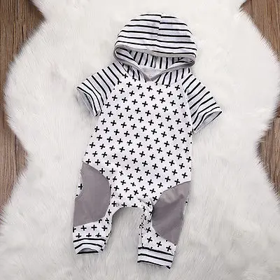 

Newborn Baby Girls Boy Hooded Romper Cross Jumpsuit Outfits Baby One-pieces Clothing